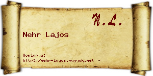 Nehr Lajos névjegykártya